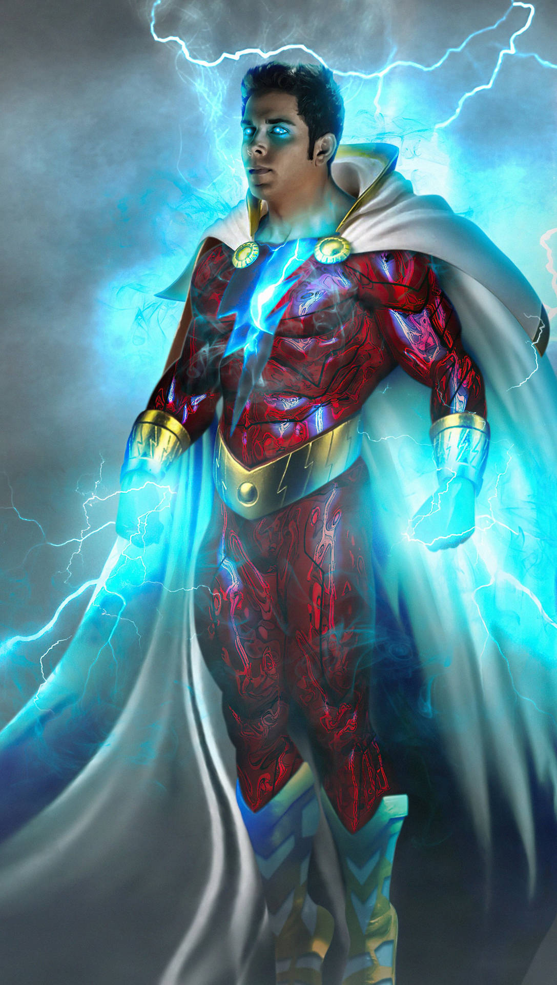 Shazam Powerful Blue Lightning Digital Art