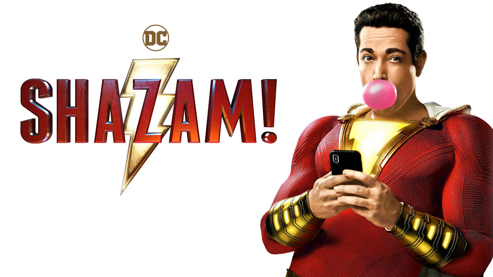 Shazam Showing Off Superpowers Against Dark Sky