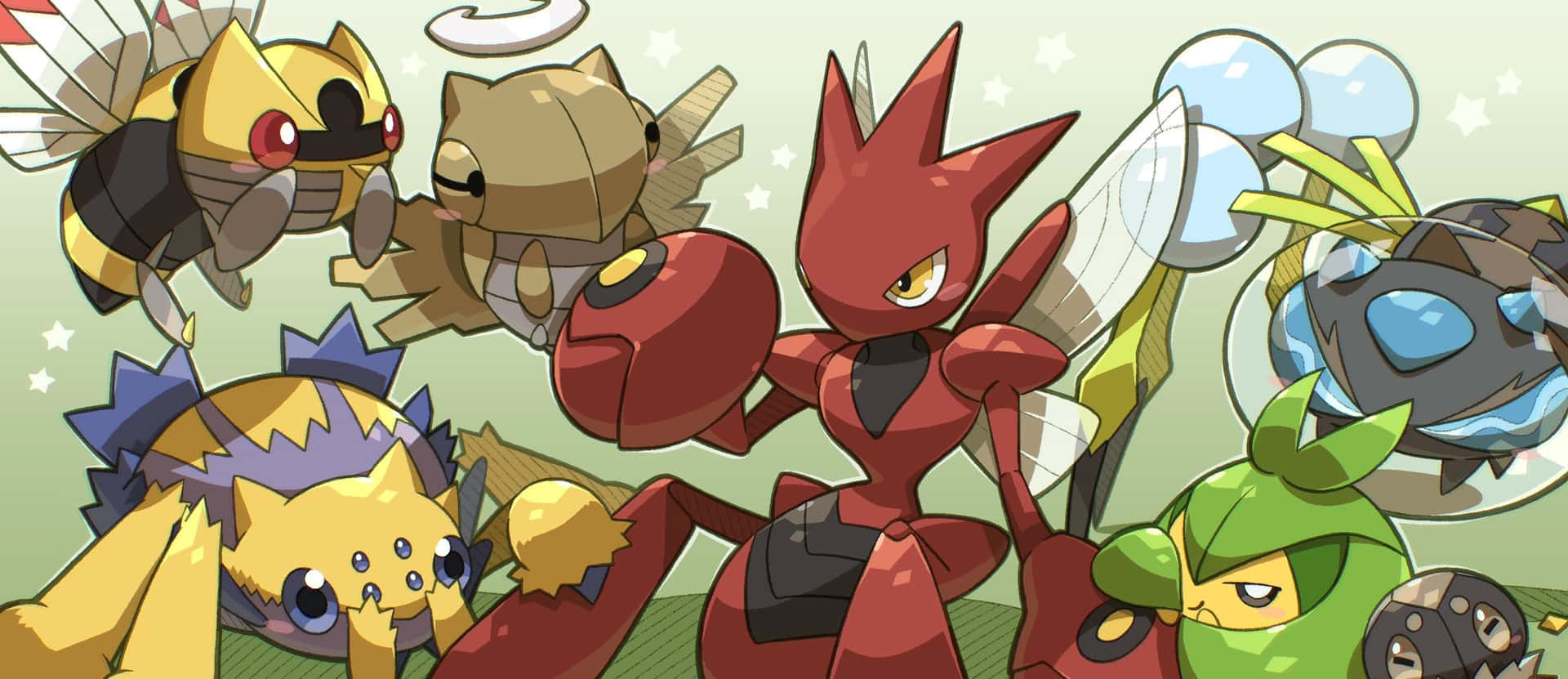 Shedinja With Pokemons Background