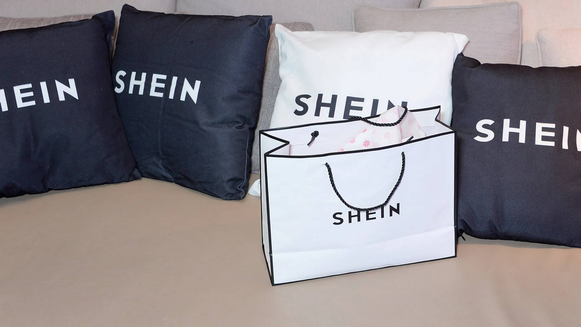 Shein Paper Bag And Pillows Background