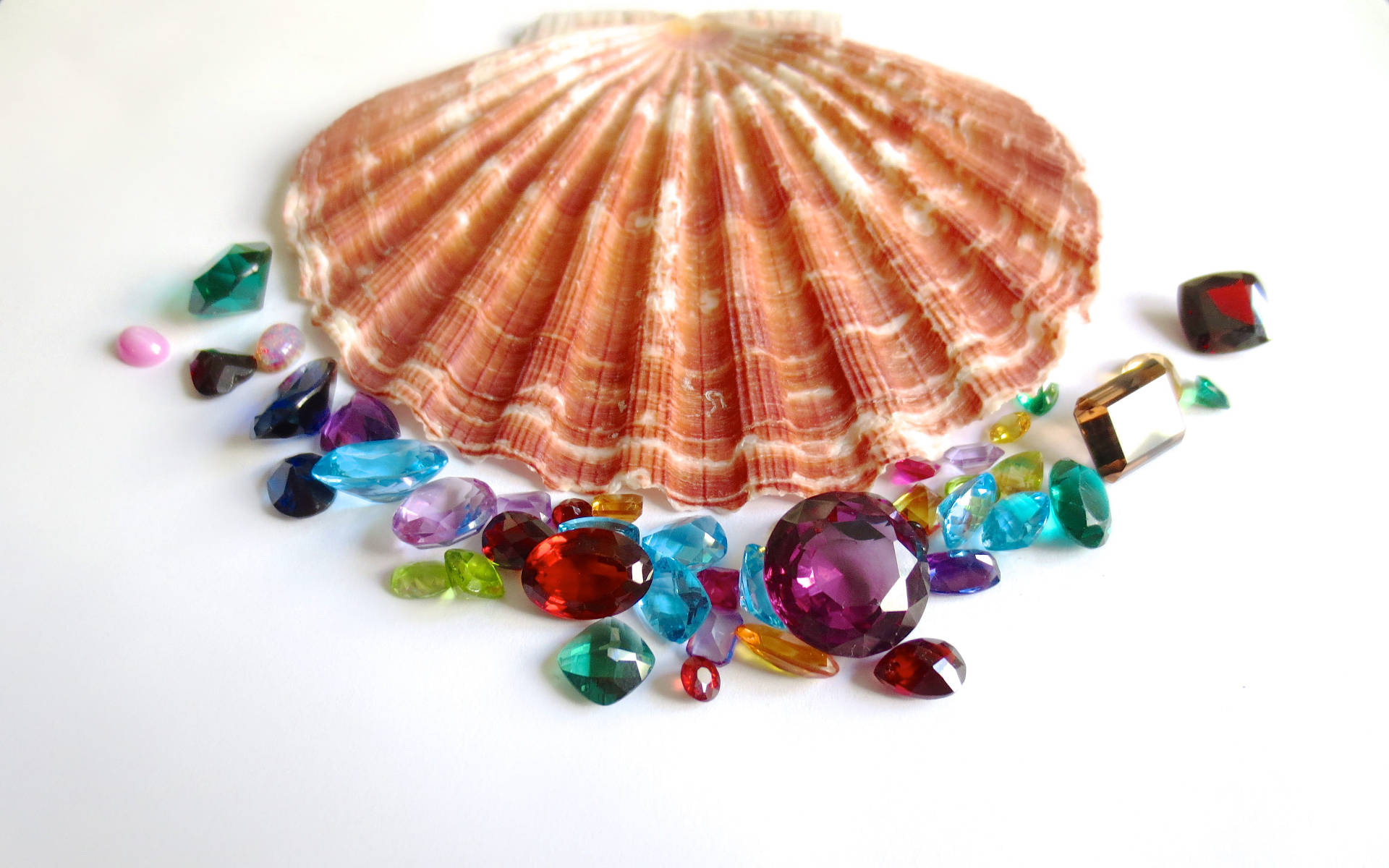 Shell With Gemstones Background