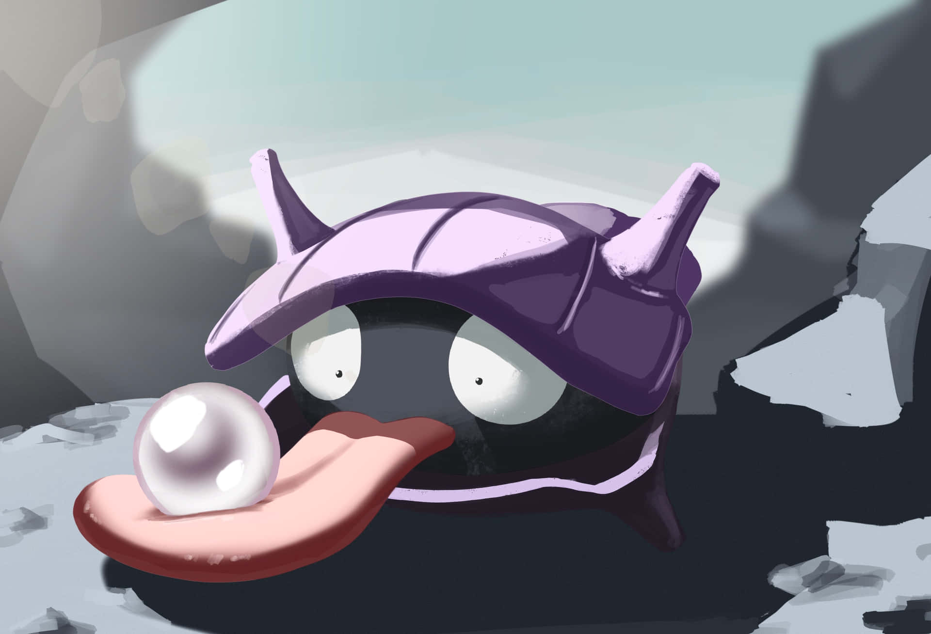 Shellder Tongue With Pearl Background
