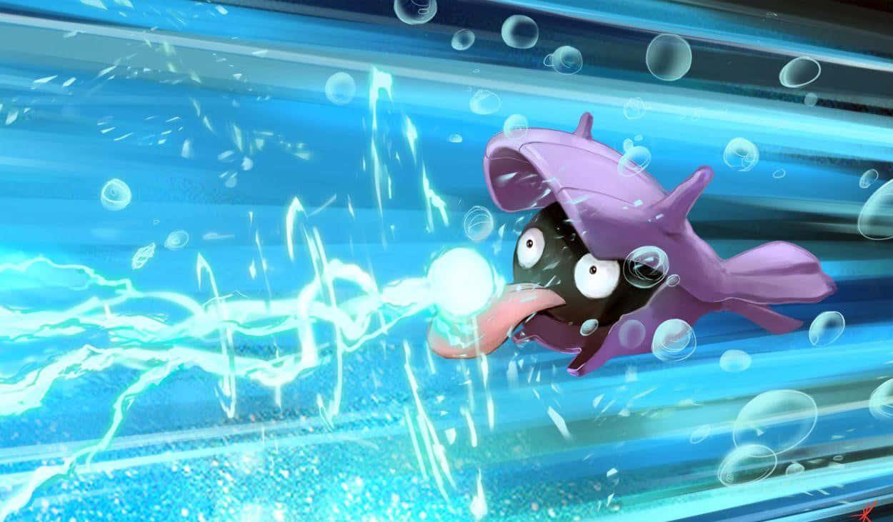 Shellder Unleashing Water Attack Background