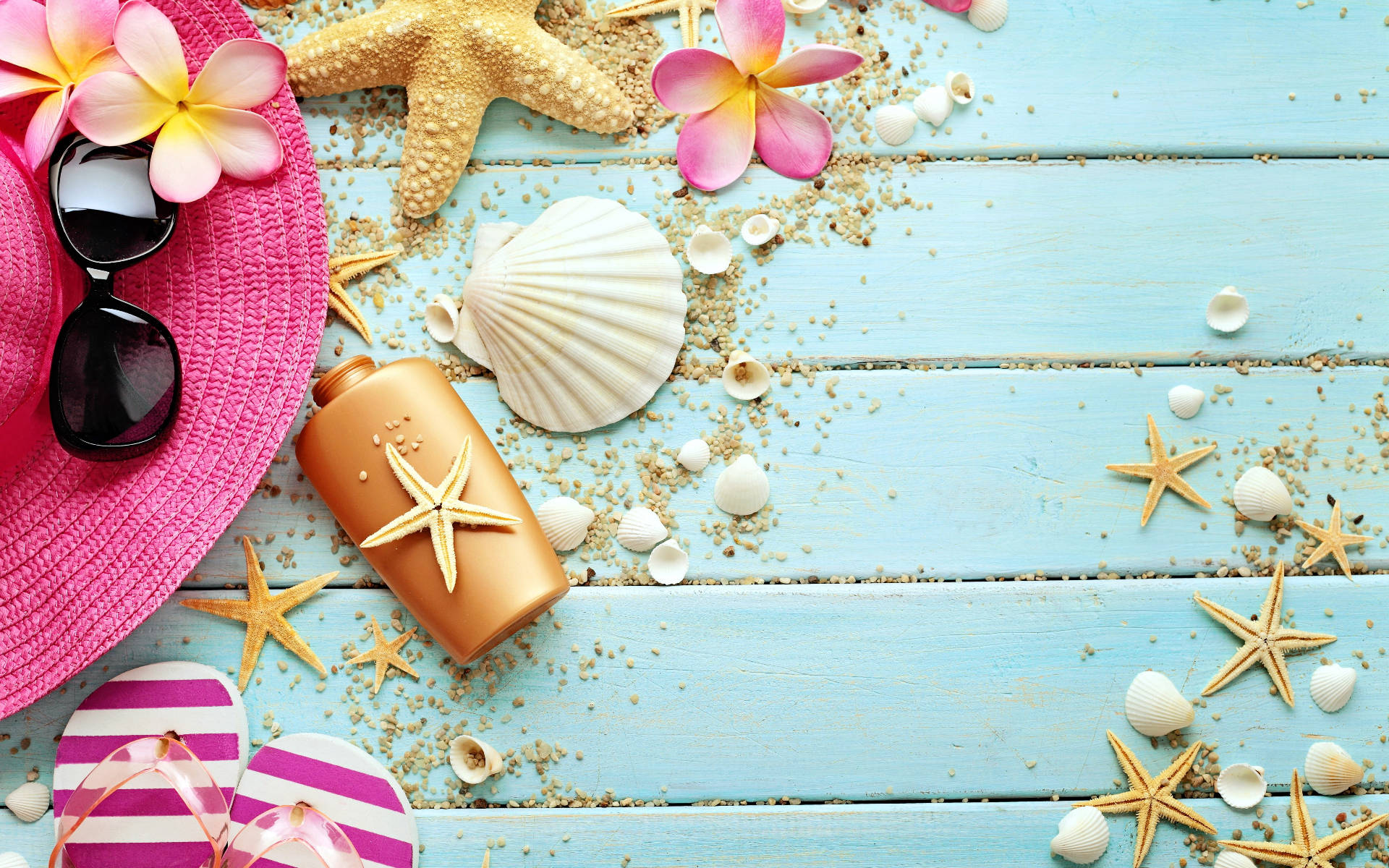 Shells And Beach Accessories Background