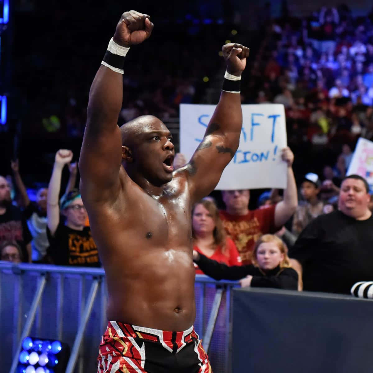 Shelton Benjamin Entrance Raised Fist Background