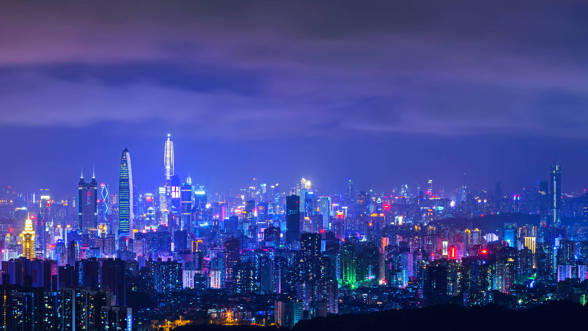 Shenzhen Purple City Lights Background