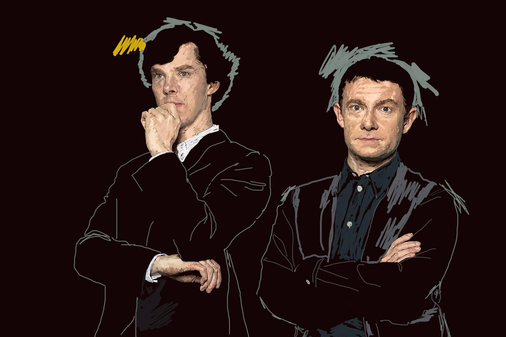 Sherlock And John Doodle Background