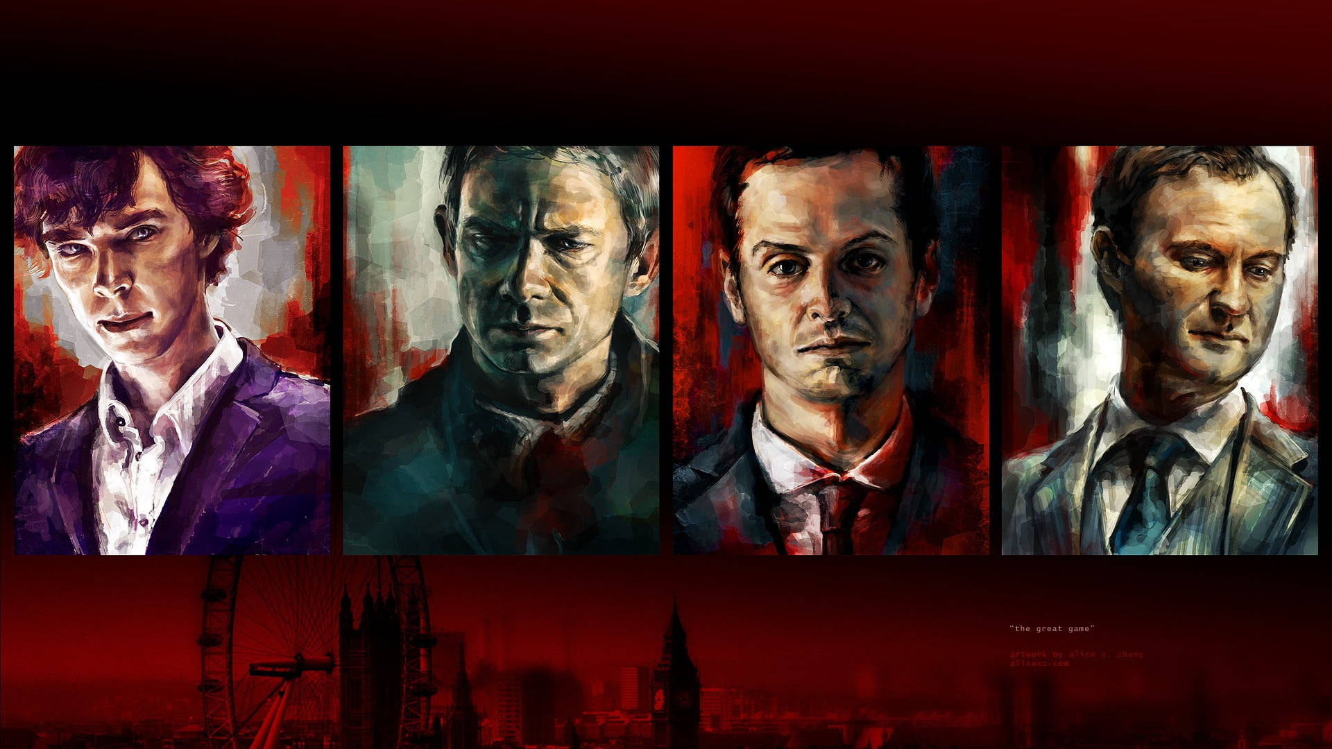 Sherlock Characters Oil Painting Art Background