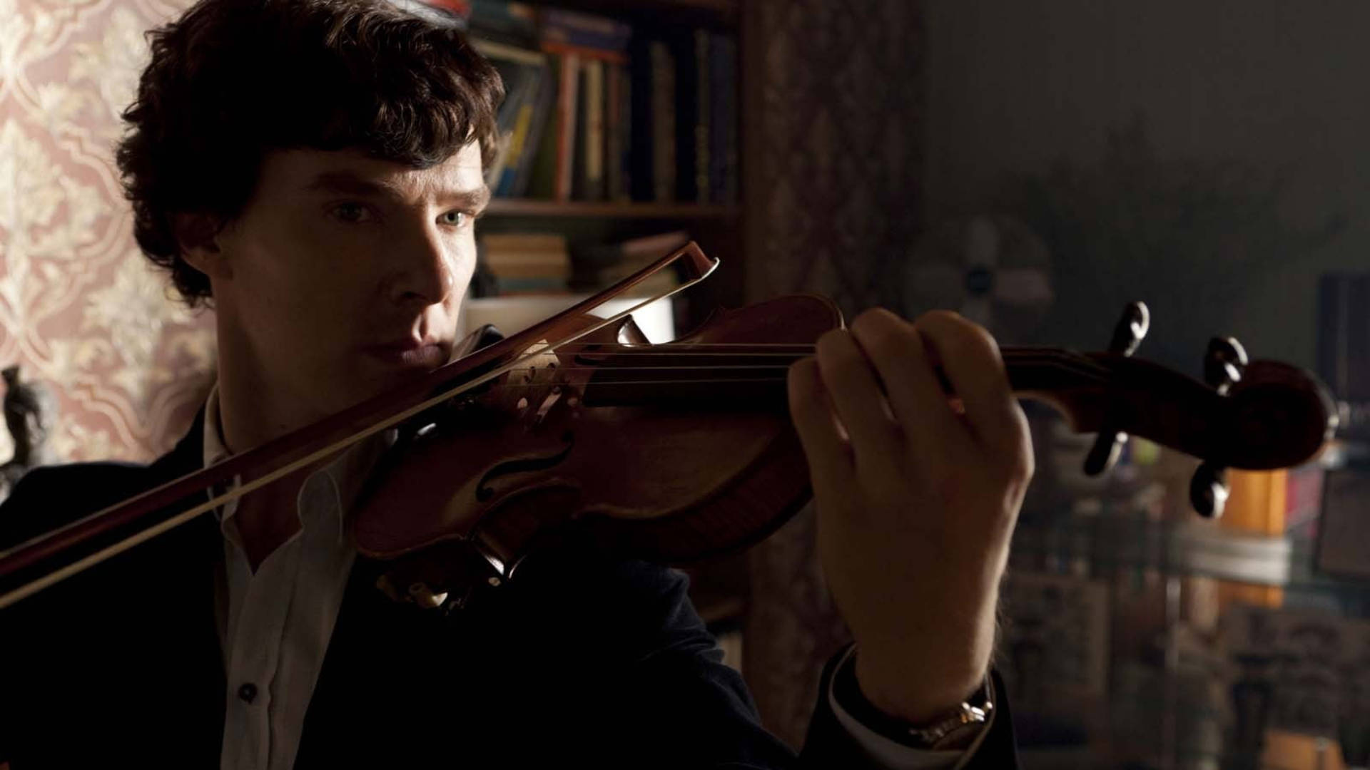 Sherlock With Violin Background