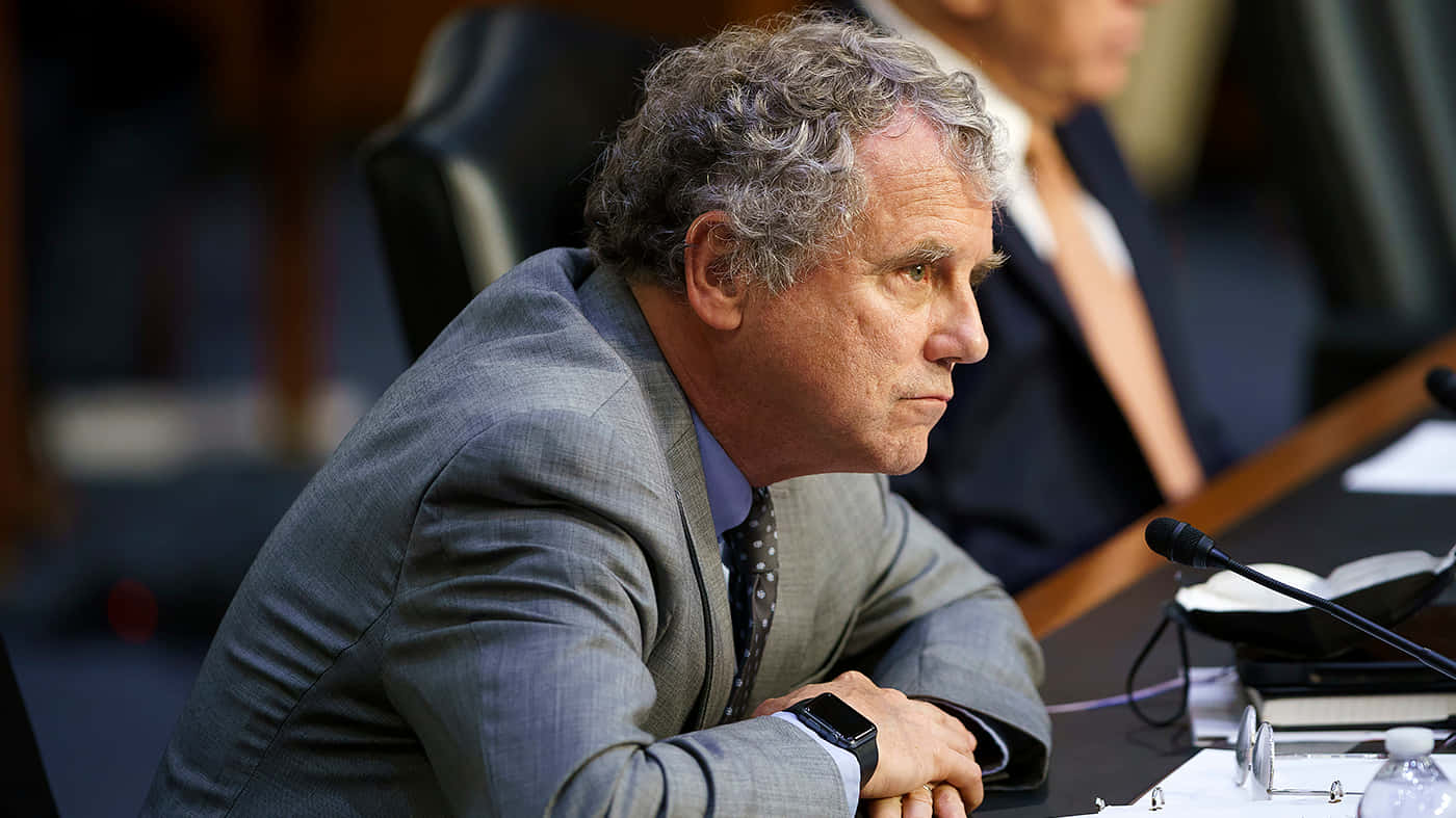 Sherrod Brown Attentively Listening To Testimony Background