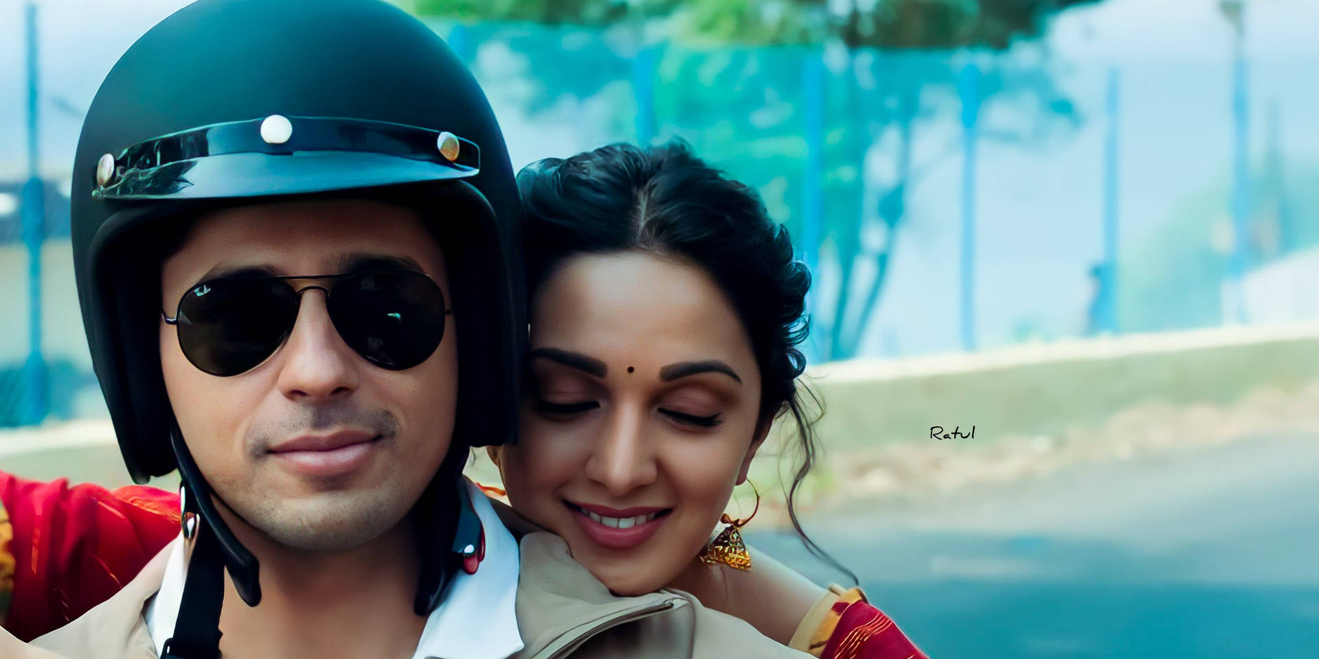 Shershaah Vikram And Dimple Motorcycle Scene Background