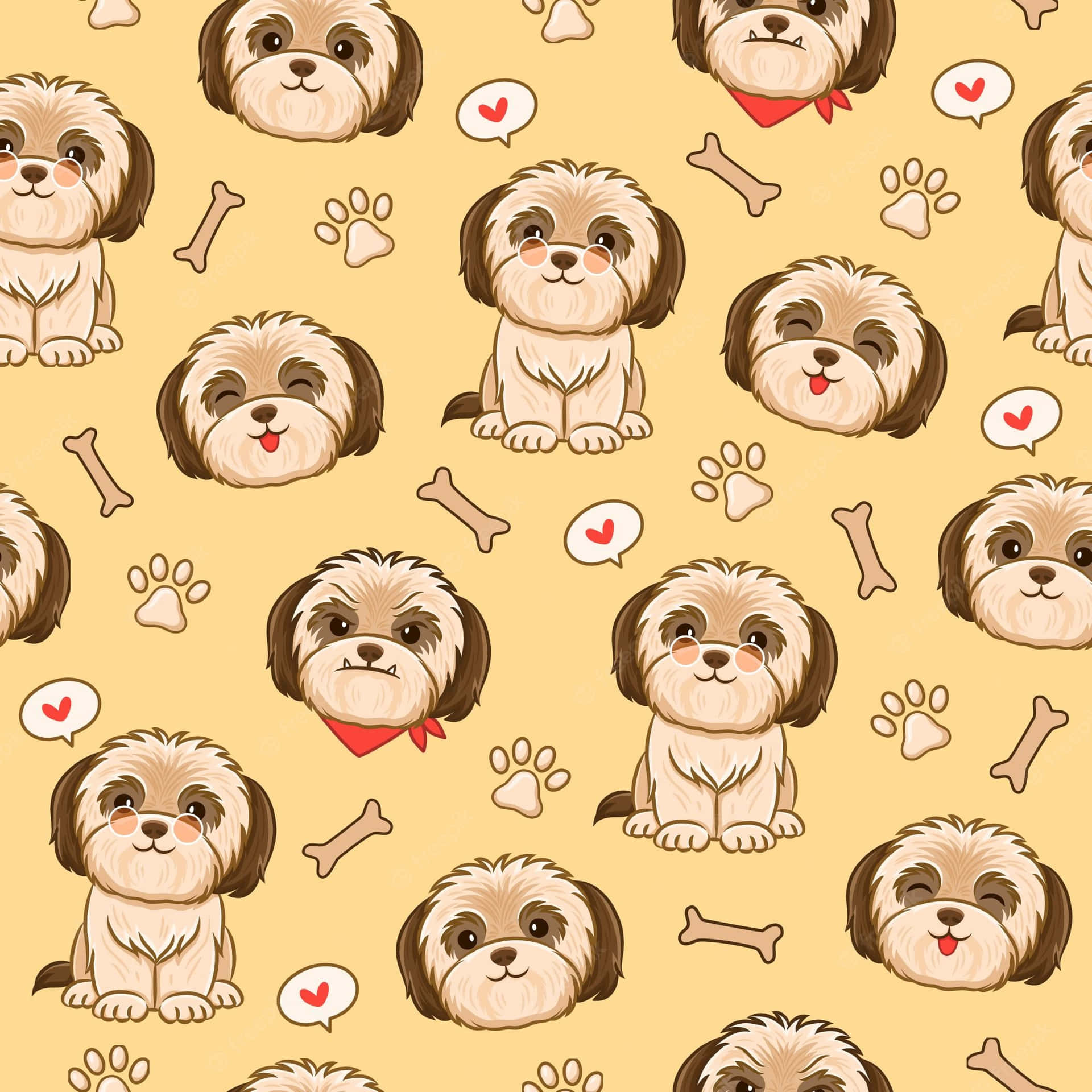 Shih Tzu Bone And Heart Pattern