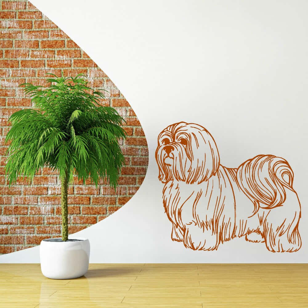 Shih Tzu Drawing On A Wall