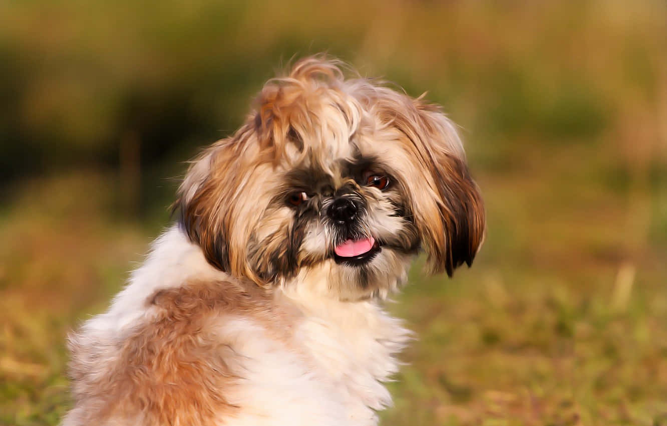 Shih Tzu Enjoying Beautiful Day Outside Background