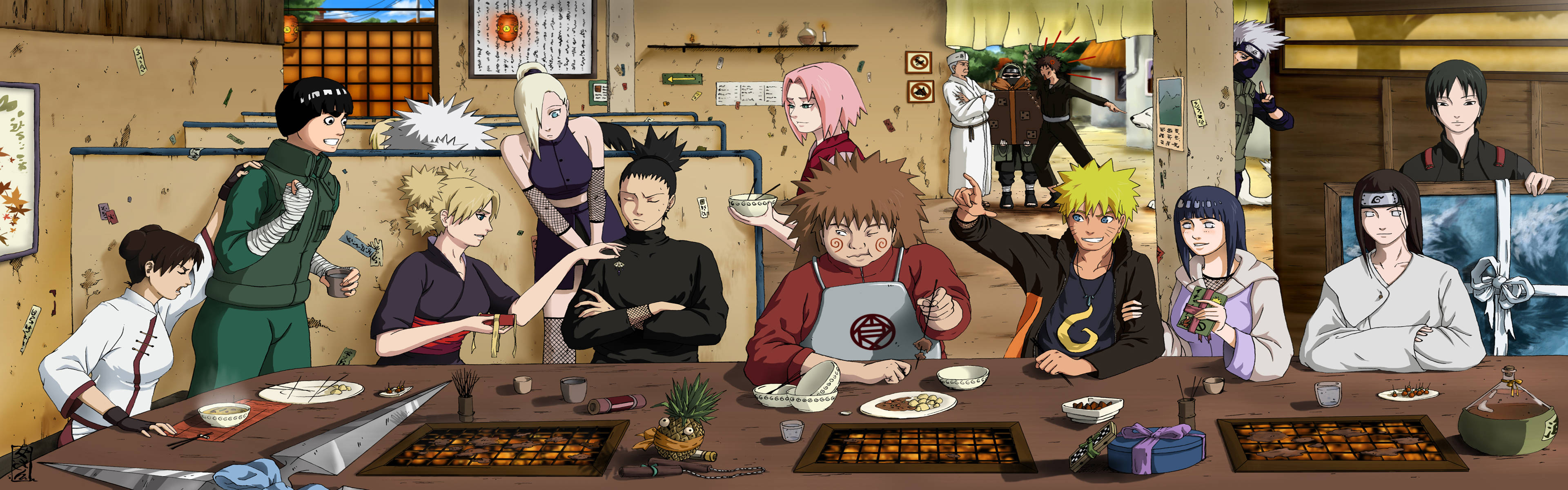 Shikamaru And Friends Eating Background