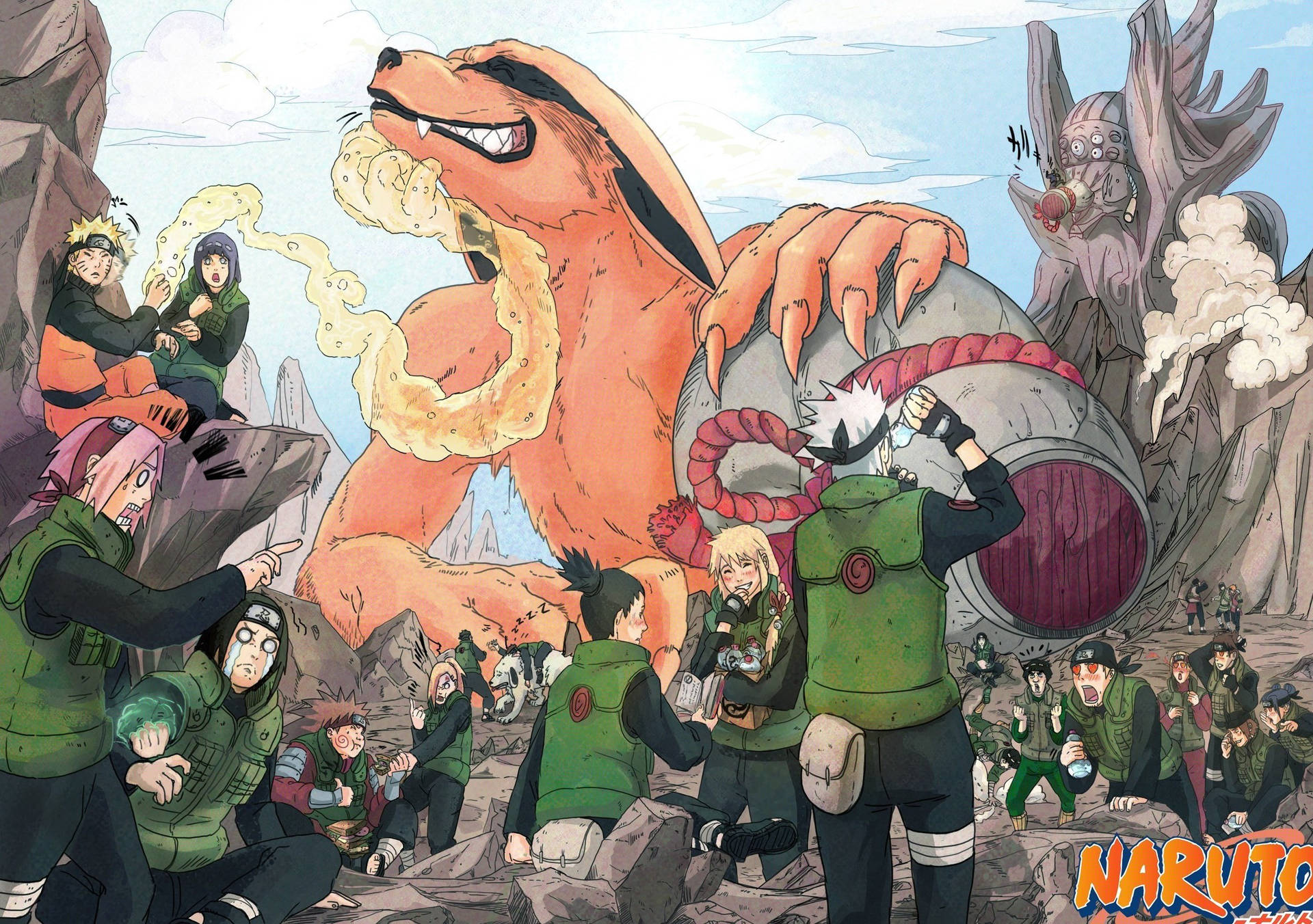 Shikamaru With Naruto Characters Background