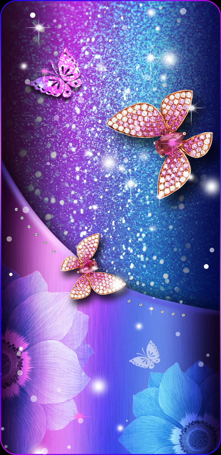 Shimmering Pink Glitter Butterfly Background