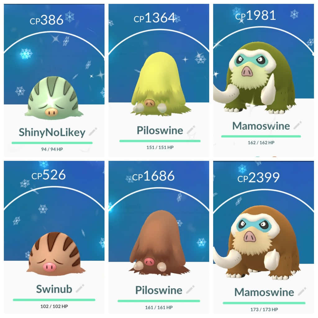 Shimmering Shiny Swinub Evolution Line In Pokemon Go Background