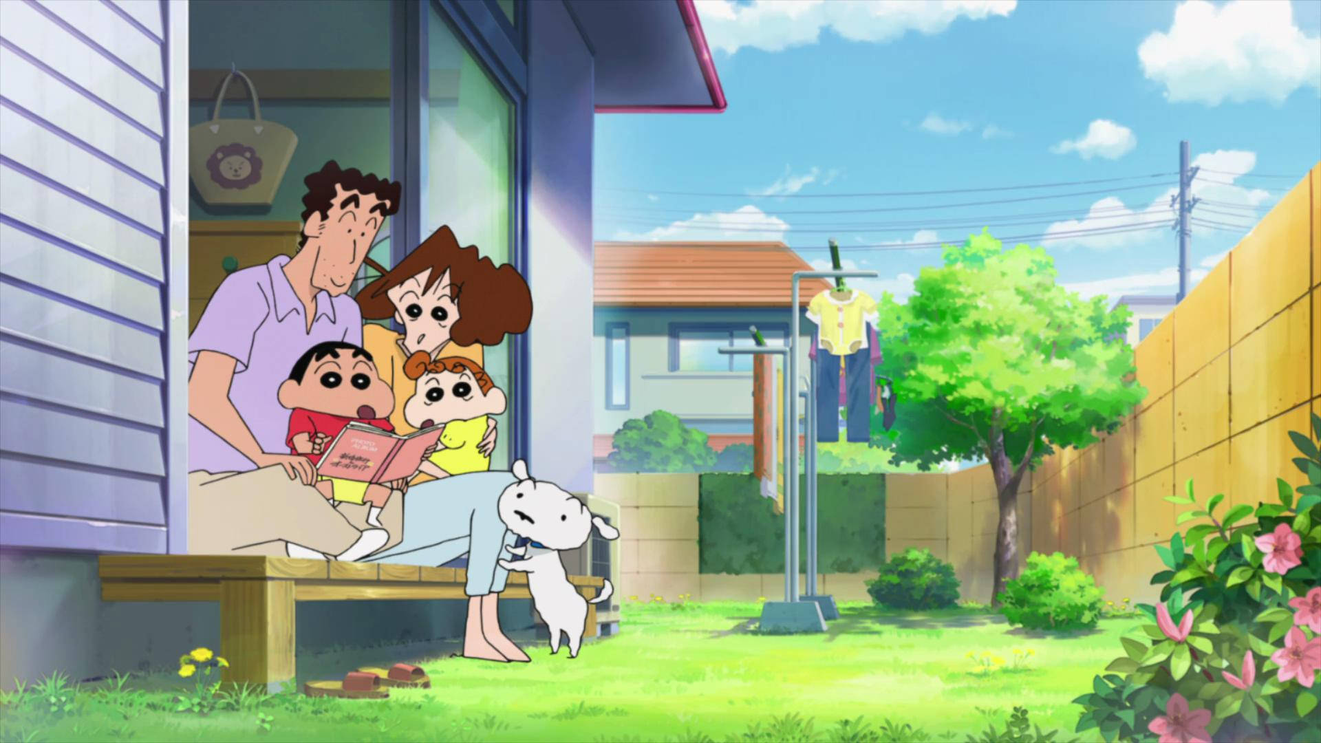 Shin Chan At Backyard Background