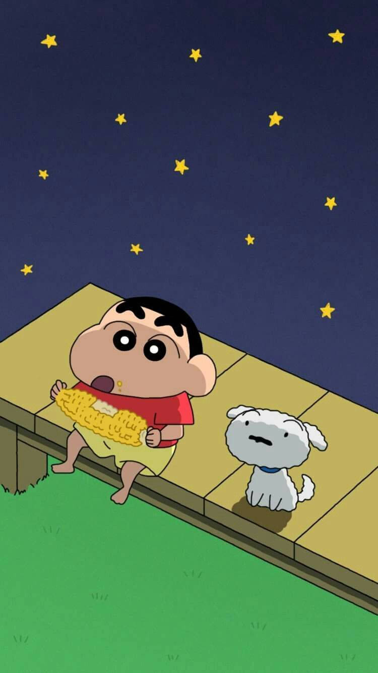 Shin Chan Eating Corn Background