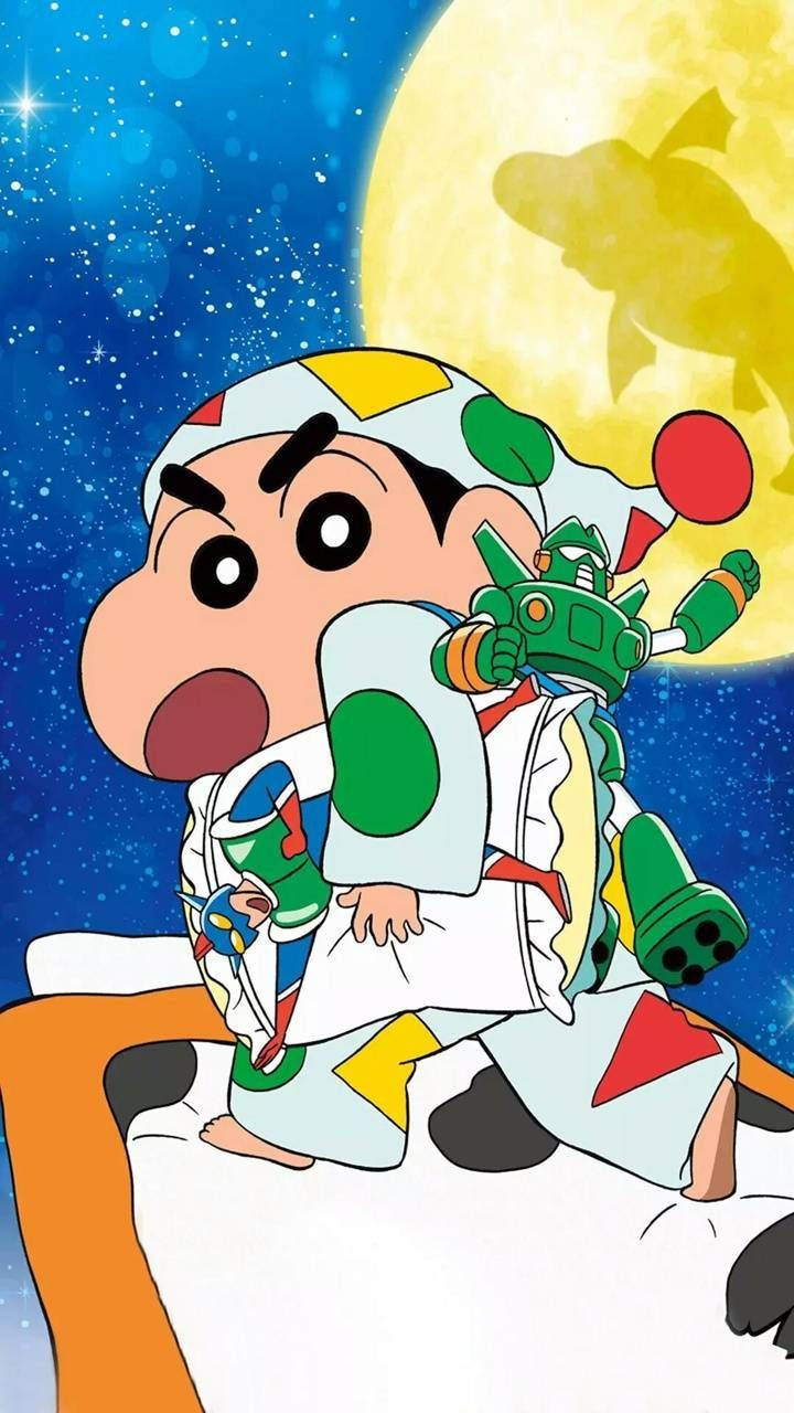 Shin Chan In Moon Background