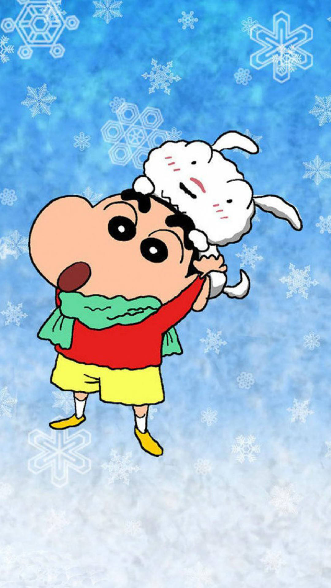 Shin Chan Snowflakes Background