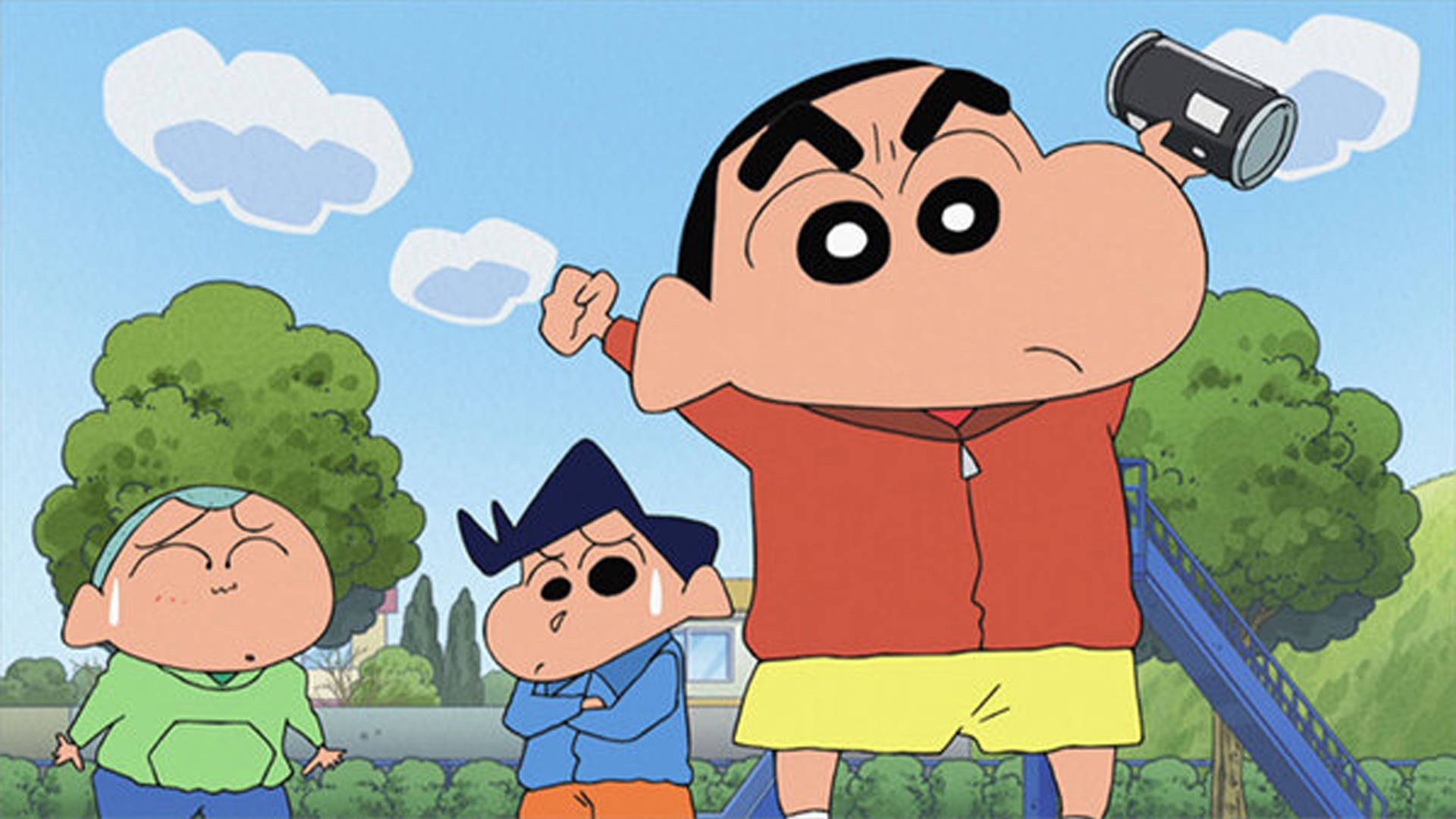 Shin Chan With Black Can Background