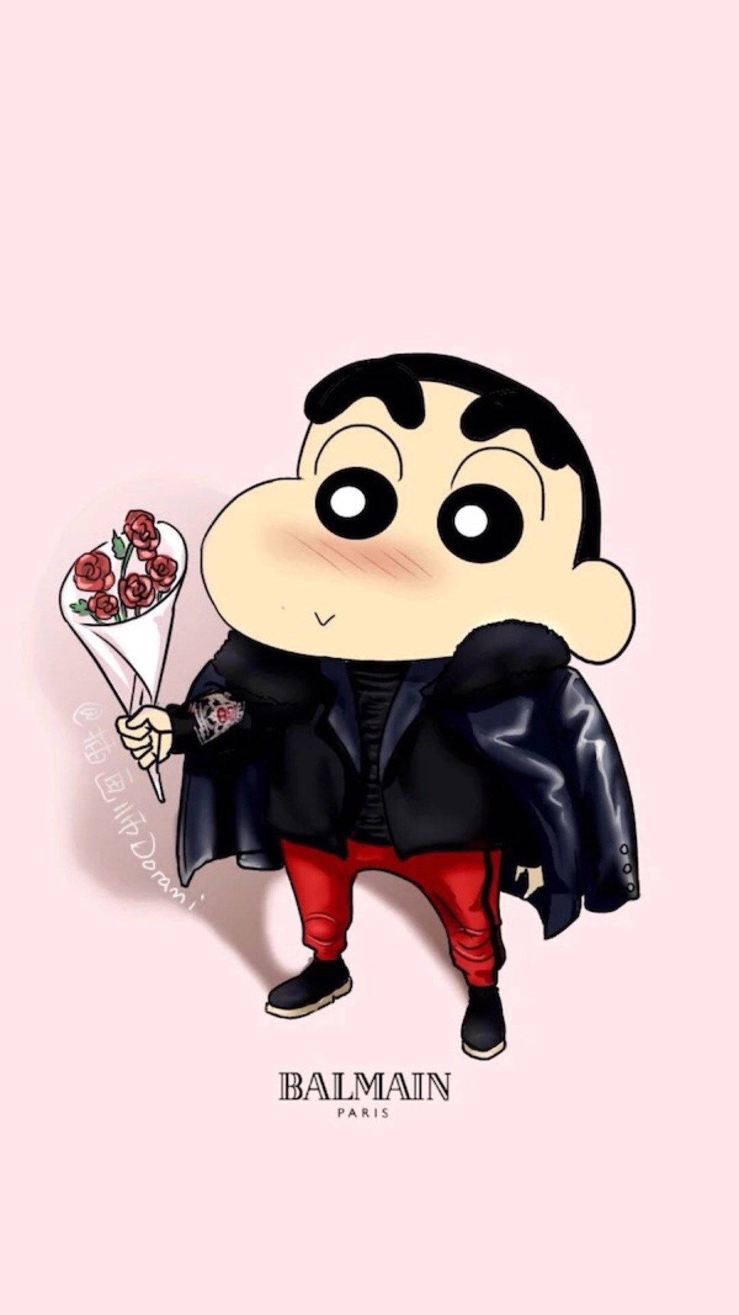 Shin Chan With Flowers Background