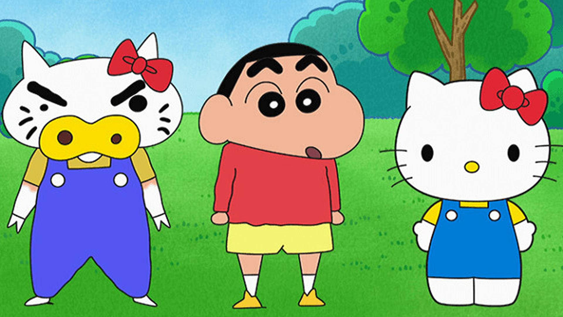 Shin Chan With Hello Kitty Background