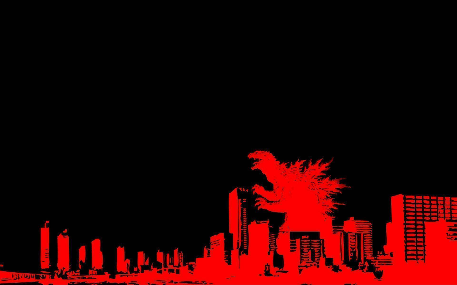 Shin Godzilla Terrorizing City Silhouette Background