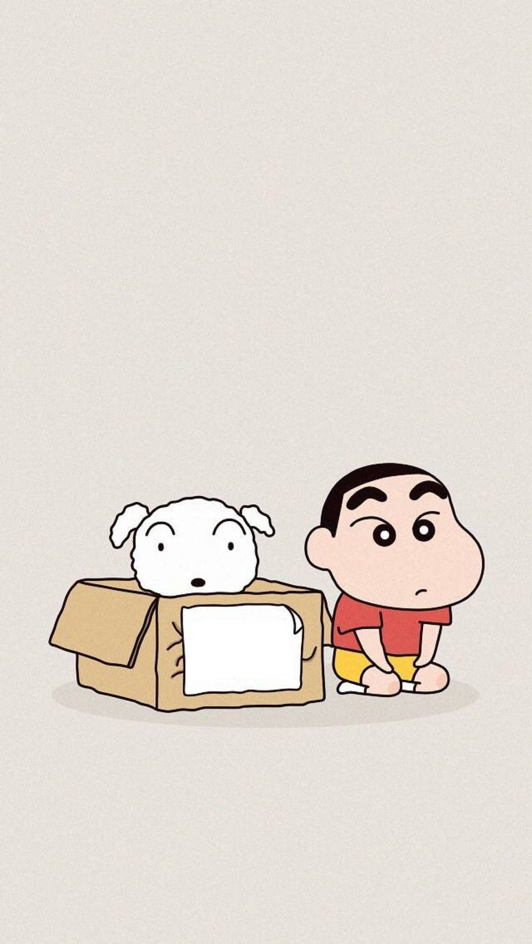 Shinchan Aesthetic With Shiro In A Box Background