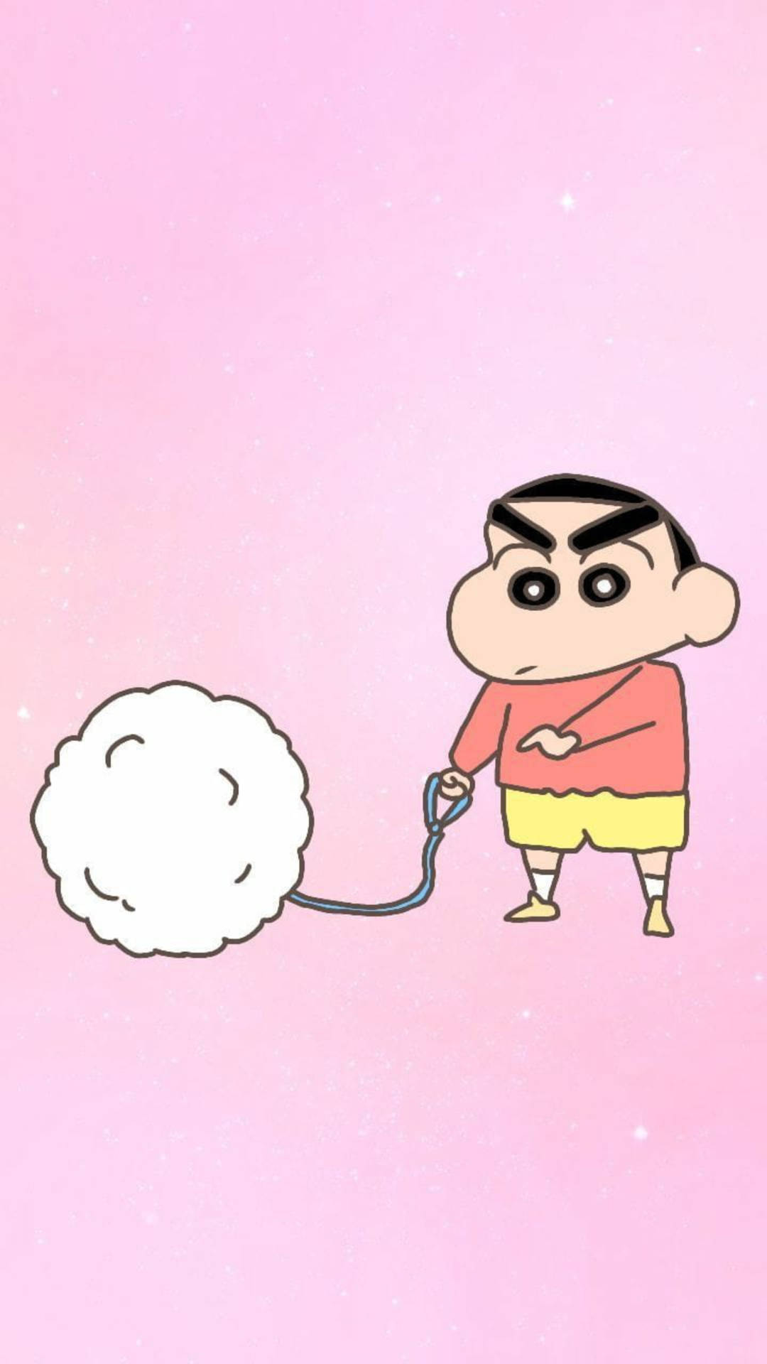 Shinchan Aesthetic With White Furball Background