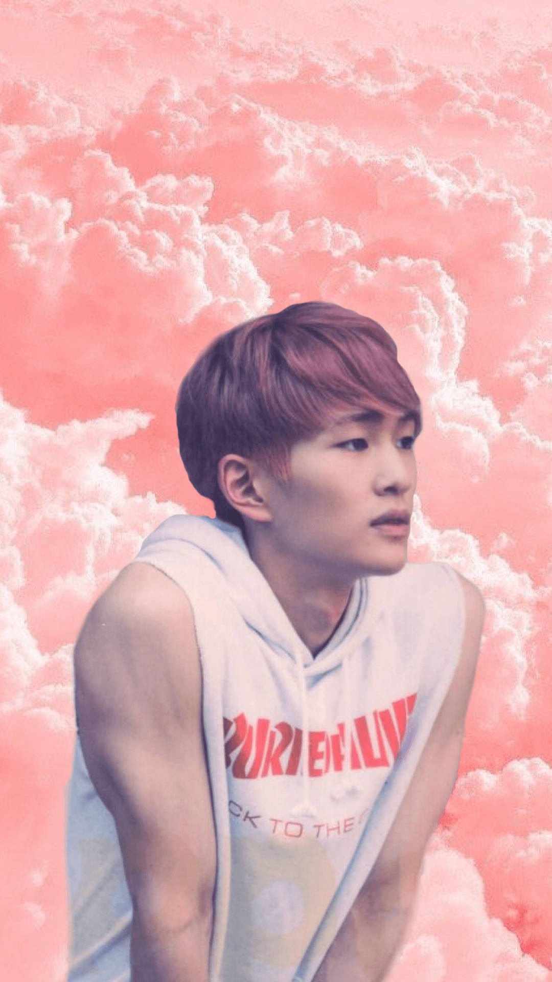 Shinee Onew Pink Clouds Background
