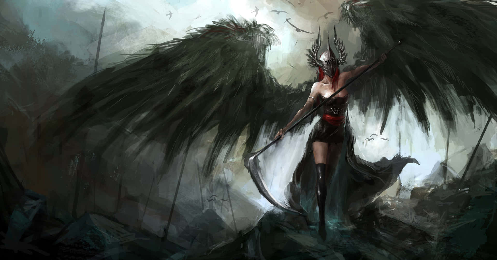 Shinigami, The God Of Death, Holds A Scythe In His Hands, Ready To Take You Away. Background