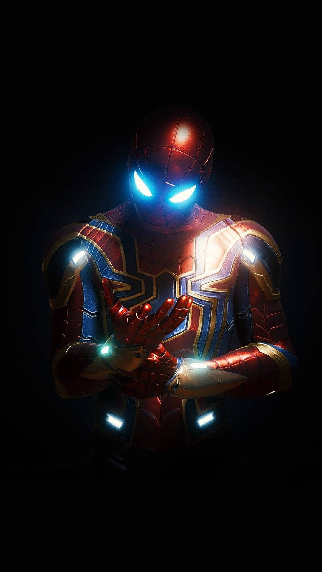 Shining Spiderman Iron Spider Armor Background