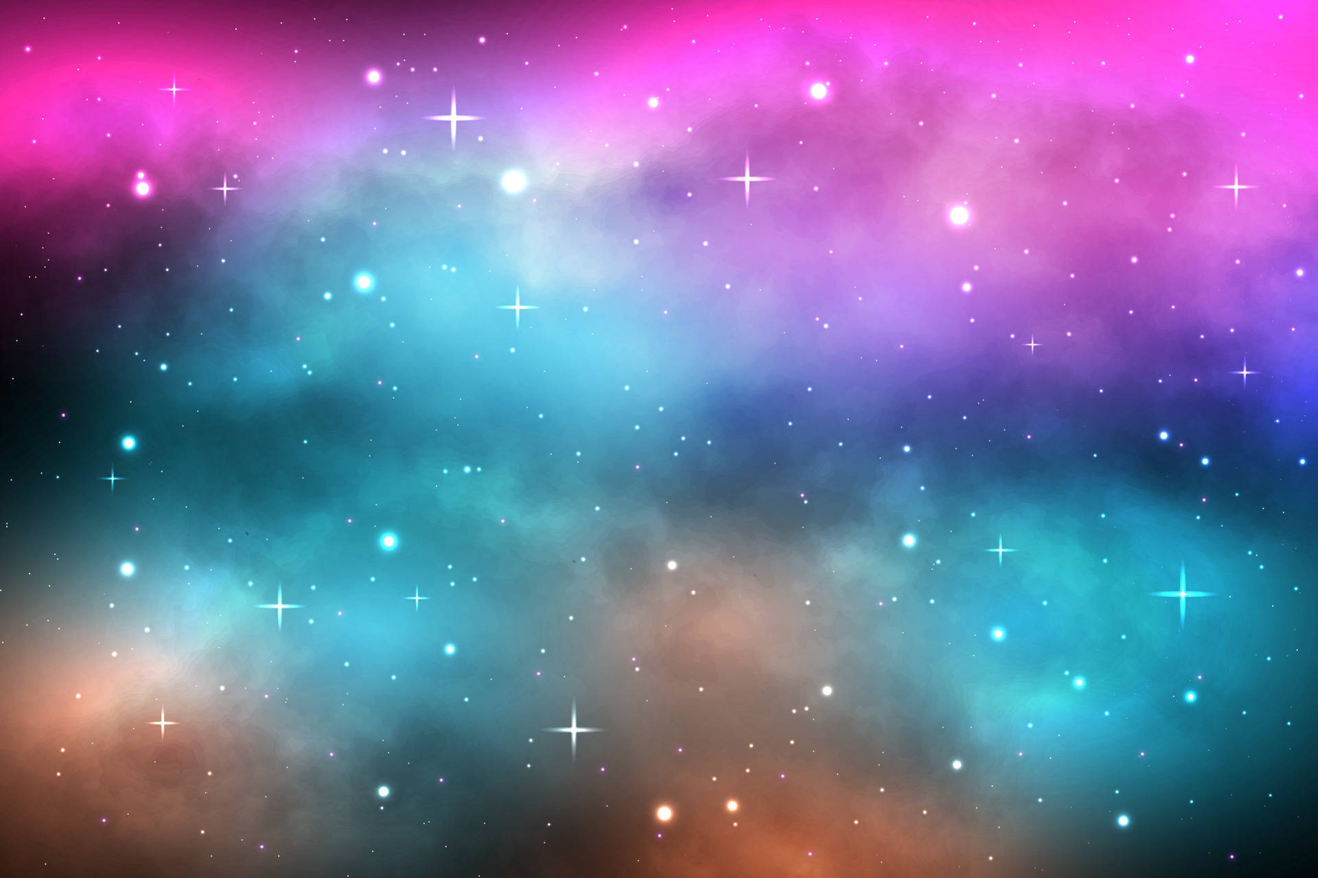 Shining Stars In A Colorful Galaxy Background