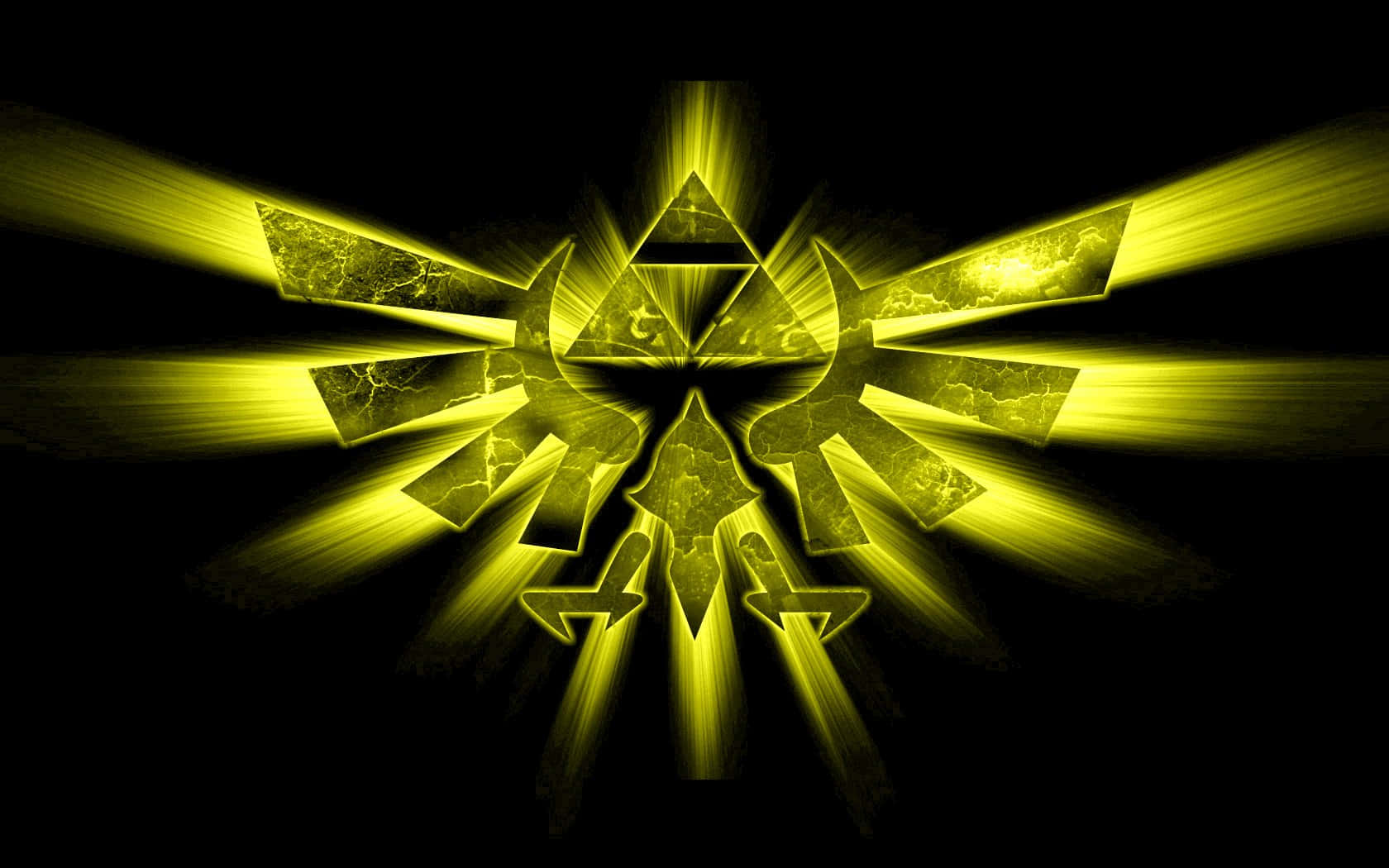 Shining Triforce In A Dark Background Background