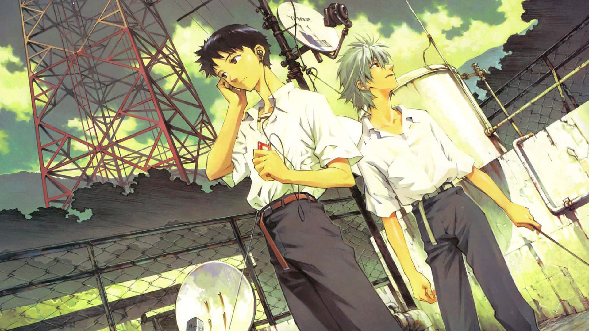 Shinji Ikari And Asuka Langley Soryu In Evangelion Manga Background