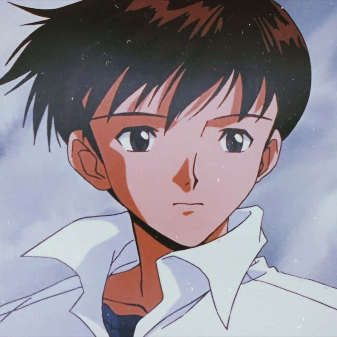Shinji Ikari Contemplating In His Iconic Outfit Background
