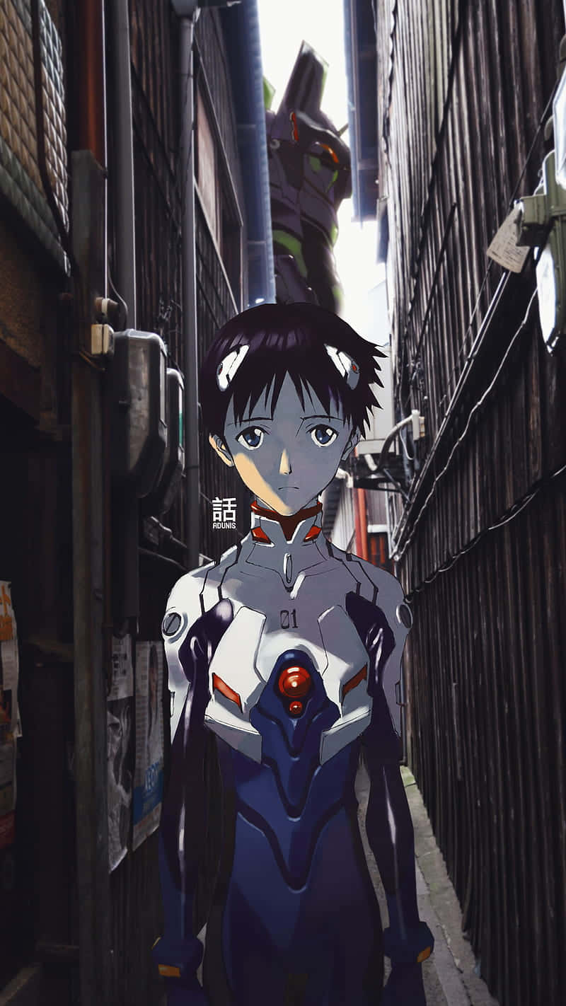 Shinji Ikari In The Iconic Plugsuit Of The Classic Anime Series Neon Genesis Evangelion Background