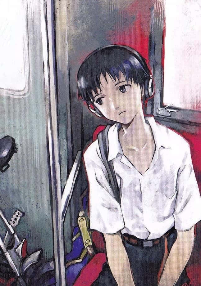 Shinji Ikari Standing Pensively In An Urban Landscape. Background