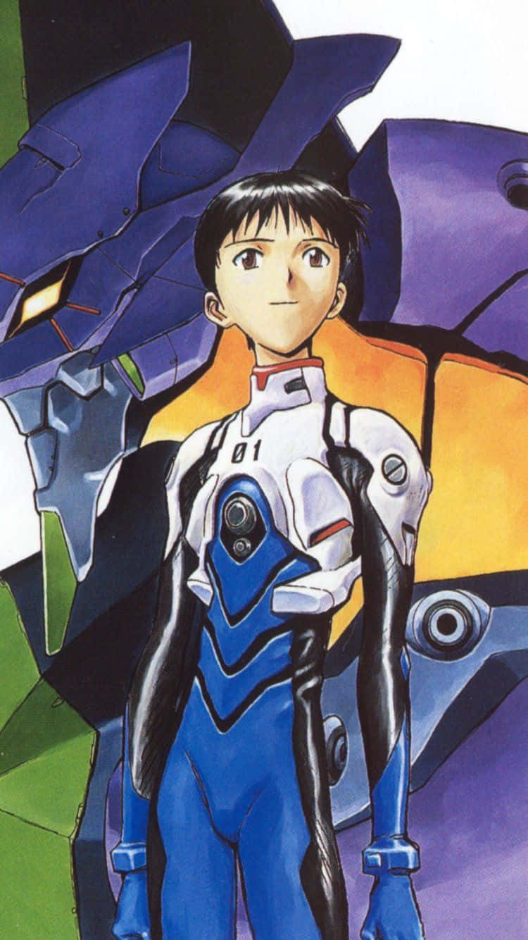 Shinji Ikari With A Contemplative Gaze Background
