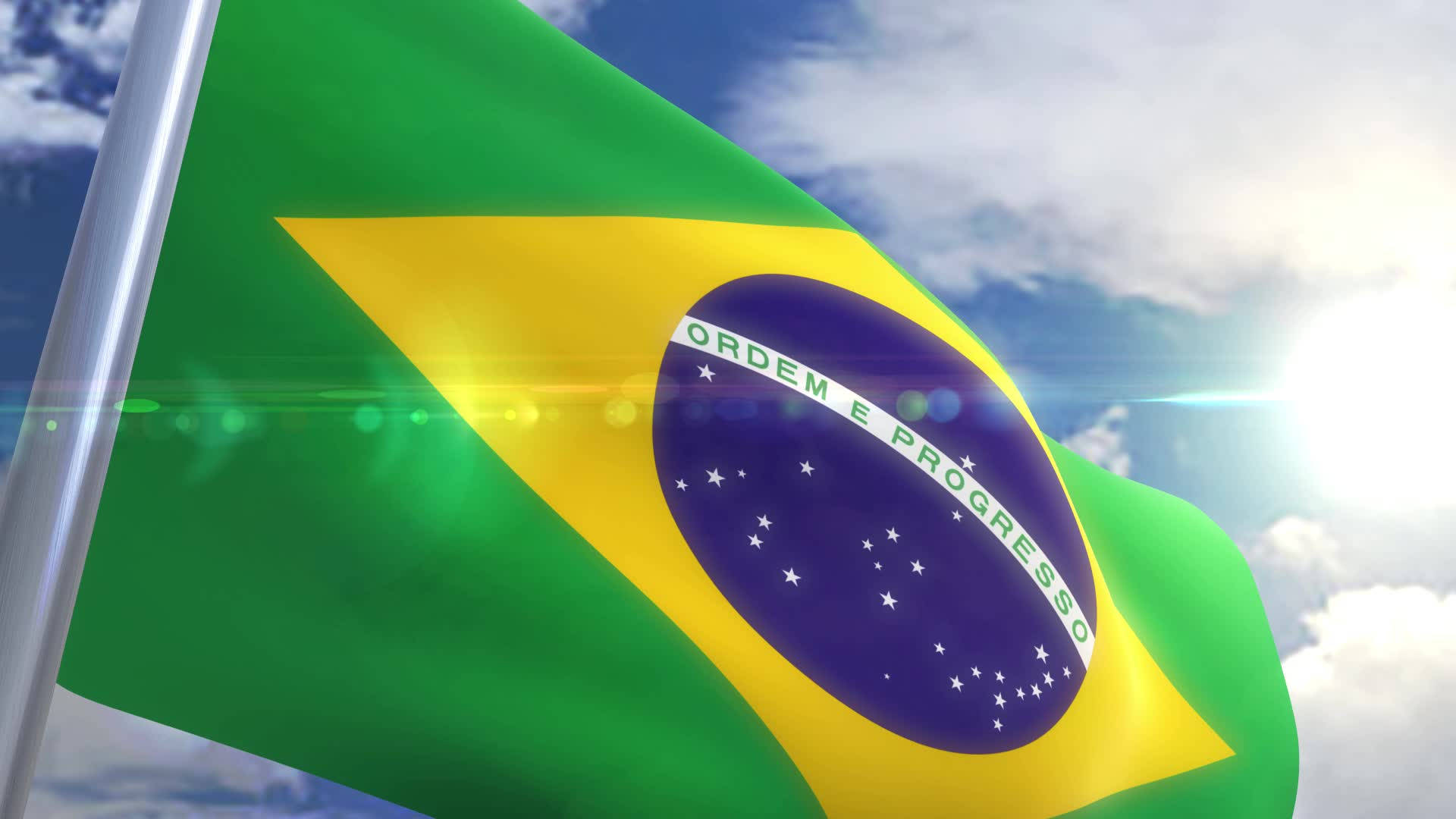 Shinning Brazil Flag View Background