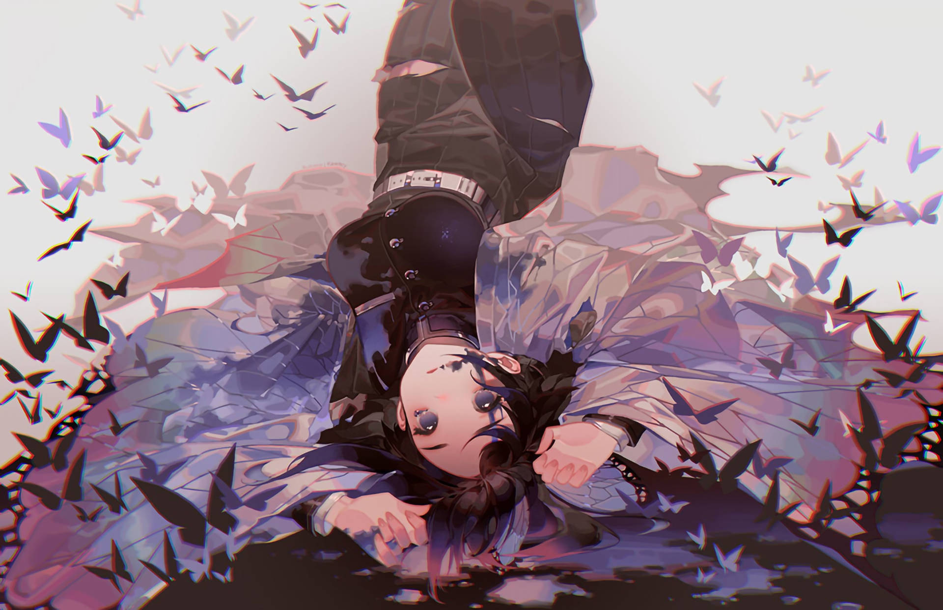 Shinobu Kocho Black Butterflies Background