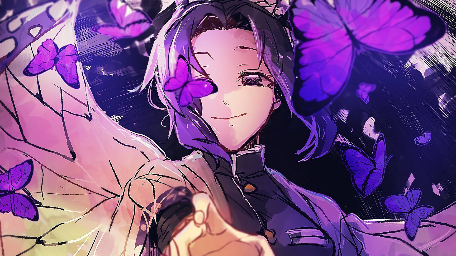 Shinobu Kocho Purple Anime Aesthetic Background