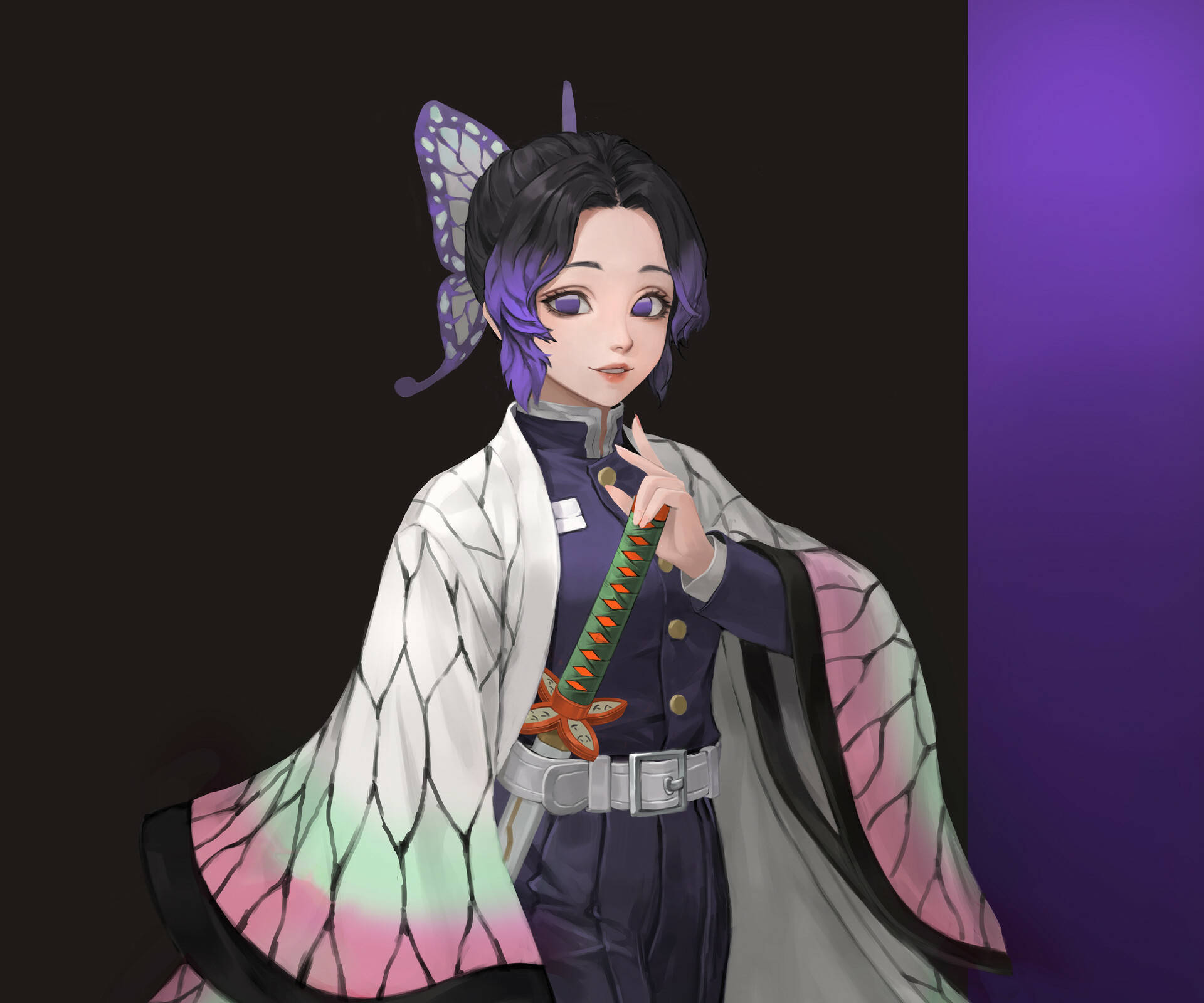 Shinobu Purple Butterfly Hashira Background