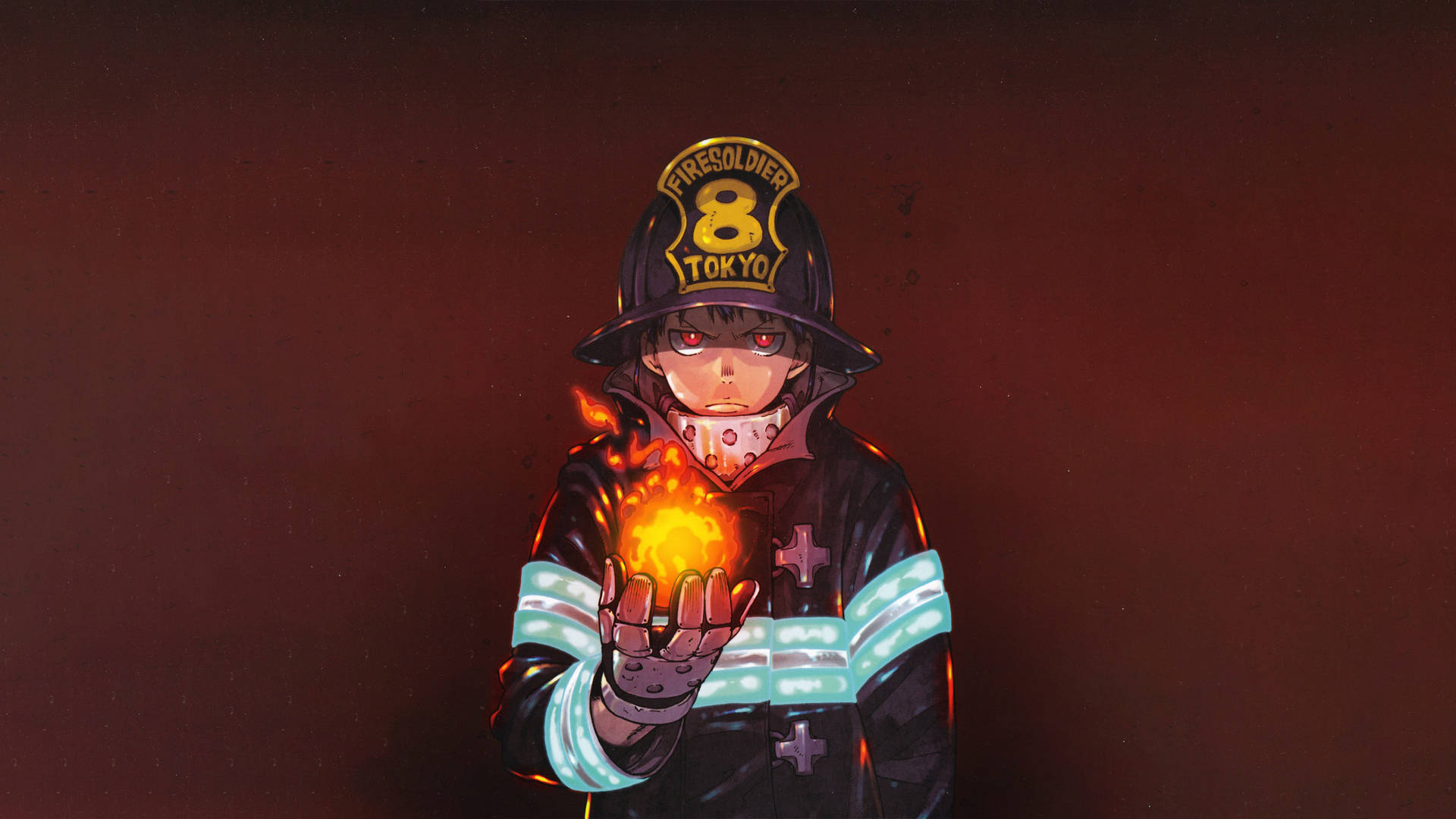 Shinra Kusakabe Holding Fire Background