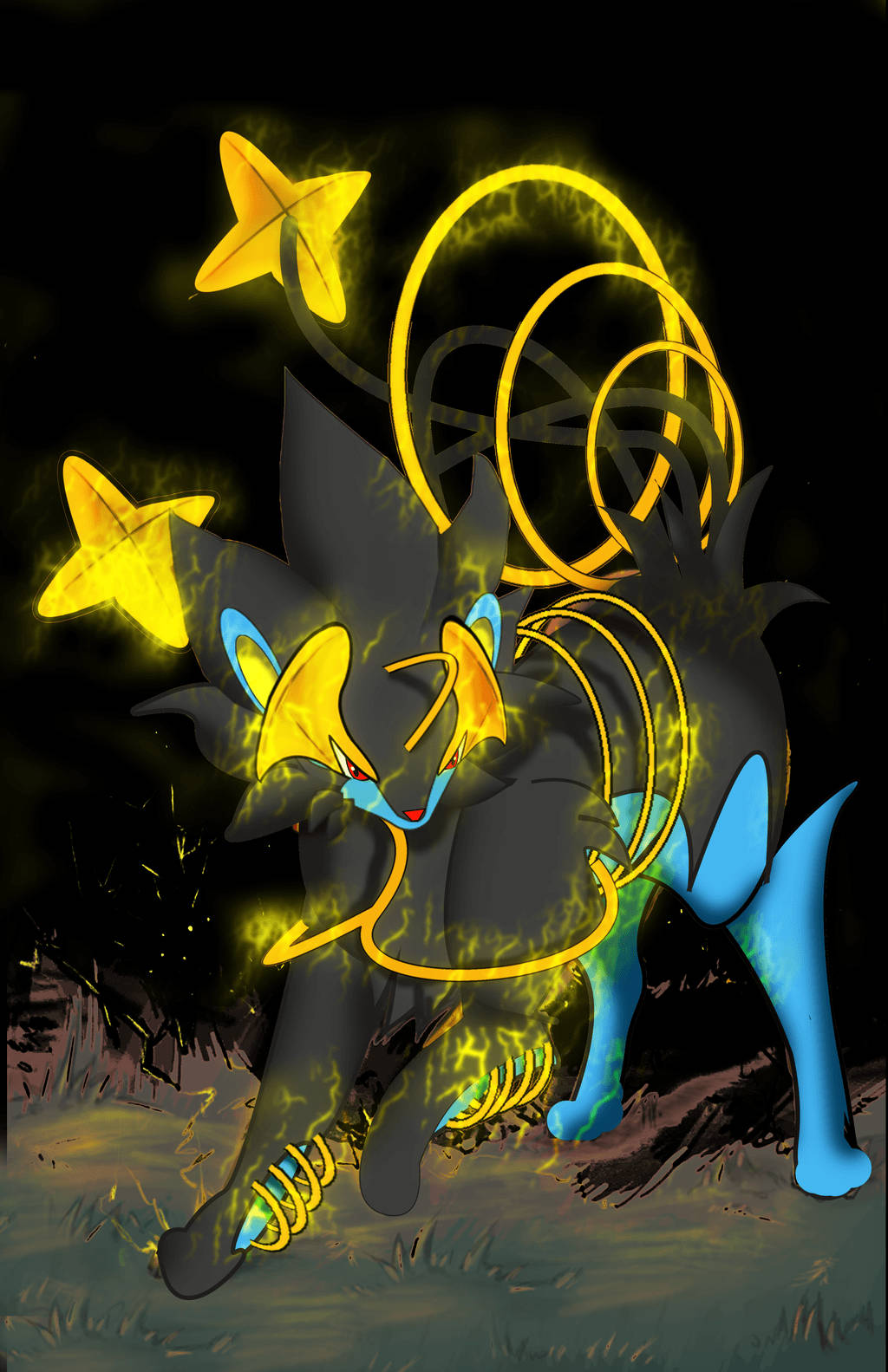 Shinx Evolves Into Luxray In A State Of Confusion. Background