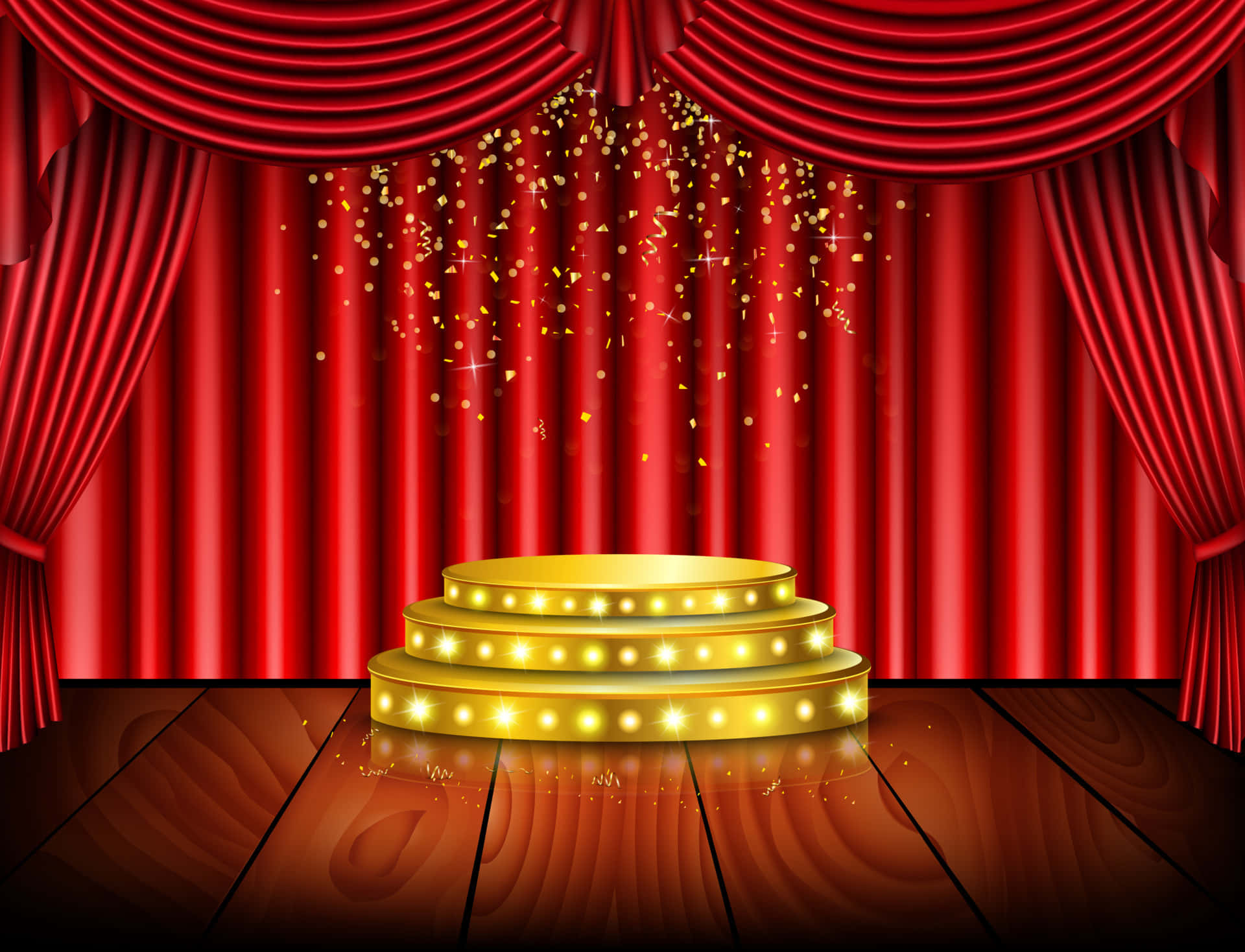 Shiny Empty Stage With Gold Platform Illustration Background