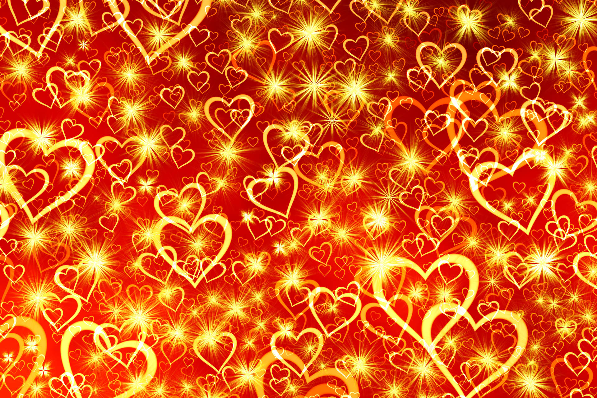 Shiny Golden Hearts Pattern Background